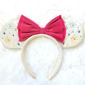 Tokyo Disney Resort Japan Minnie Mouse Ears Bow christmas glitter headband pink